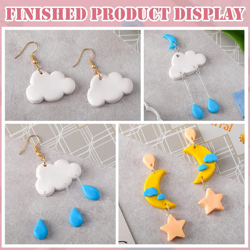 Kajaia 14 Pcs Polymer Clay Cutters Set, Cloud Moon Star Crescent Clay Earring Cutters Rain Drop Lightning DIY Clay Jewelry Making Supplies for Beg...