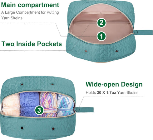 Crochet Yarn Bag Knitting Bag Storage for Crocheting Accessories Crochet Hook Case Organizer Gift for Crochet Lovers (Teal)...