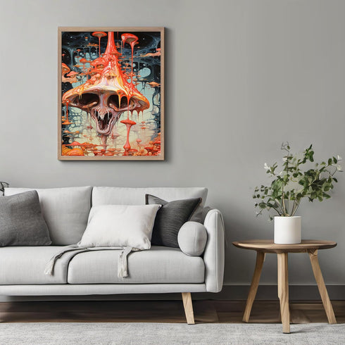 Posterizer 1 pcs-Sinister Alien Mushroom-Abstract & Modern Art-Fantasy & Fiction Art-Gift for Art Lovers-Decor for Home & Office- UNFRAMED Wall Ar...