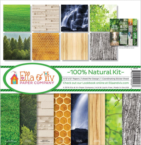Ella & Viv by Reminisce EAV-923 Ella & Viv 100% Natural Scrapbook Collection Kit, 12x12 inches, Multicolor...