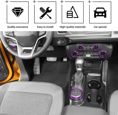 Hoolcar Air Conditioner Headlight 4WD Switch Knob Cover Aluminum Alloy 4 Wheel Driver Trailer Gear Switch Knob Cover Compatible with 2021-2022 For...