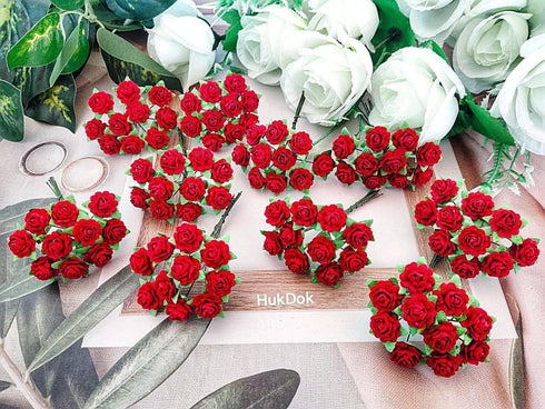 Beautiful Artificial Mulberry Paper Heart Petals Mini Roses Flowers Wedding Embellishment Scrapbooking Wedding Doll House Supplies Card DIY Crafts...