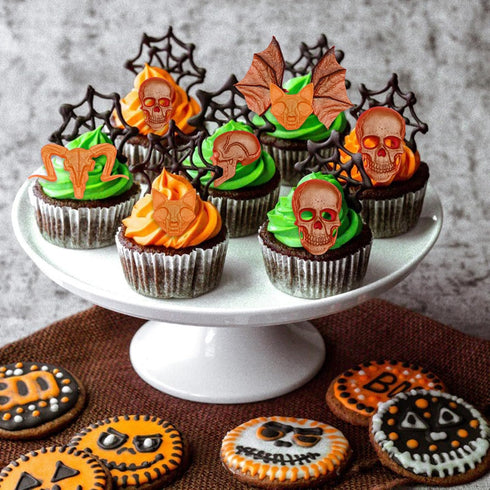 Creative Skeleton Head Skull Silicone Cake Decoration Mold 2 Pcs, Skeleton Head Fondant Mold for Cake Decoration Candy Sugar Cupcake Topper Cake P...