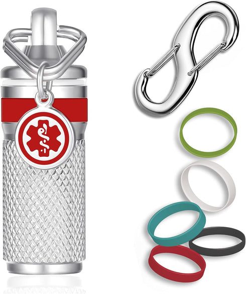 Divoti Precision CNC Machined Stainless Steel Emergency Pill Holder Keychain - Small/Silicone Bands...