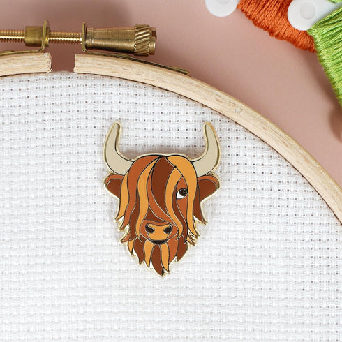 Caterpillar Cross Stitch Needle Minder - Highland Cow for Cross Stitch, Sewing, Embroidery and Needlework Accessories, Enamel and Magnetic...
