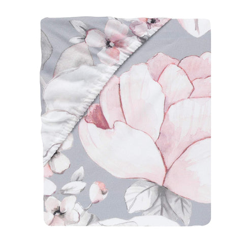 Lambs & Ivy Signature Botanical Baby Watercolor Floral Cotton Crib Sheet - Gray...