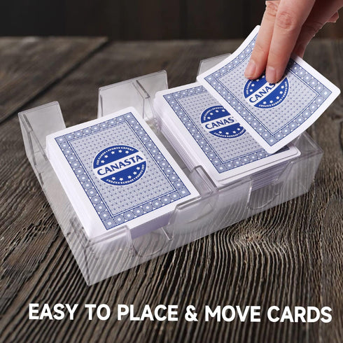 GSE 2-Deck Revolving Canasta Card Holder Tray, Dual Deck 360° Rotating Playing Card Tray for Kids & Adults, Elder, and Little Hands. Swivel Cards ...