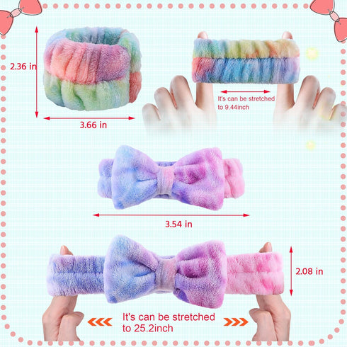 WSYUB Spa Headband, Skin care Headband,Face Wash Headband, Makeup Headband and Wristband Set for Washing Face, 6pcs, Gorgeous Tie Dye Color Cosmet...