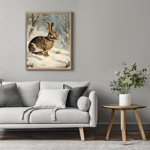 Posterizer 1 pcs-cute bunny in snowy winter scene -4-Art for Animal Lovers-Landscape & Nature Art-Decor for Home & Office- unframed wall art...
