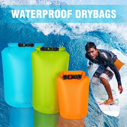 Dry Bags Waterproof bag 3-Pack, 5L/15L/30L Ultralight Dry Sack Portable Stuff Sack Waterproof Bags for Travel Camping Hiking Kayaking Backpacking ...