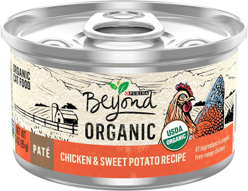 Purina Beyond Organic Wet Cat Food Pate, Organic Chicken & Sweet Potato Adult Recipe - (Pack of 12) 3 oz. Cans...