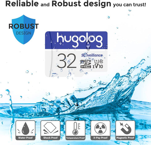 Hugolog 32GB Micro SD Card, MicroSDXC UHS-I Memory Card for Laview Camera - 100MB/s, 667X, U1, Class10, FHD Video V10, A1, FAT32, High Speed Flash...
