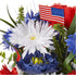 Admired By Nature 18 Stems Artificial Blooming Peony, Gerbera Daisy with Small American Flags, Fillers Mixed Flowers Bush for Memorial Day, Red/Bl...