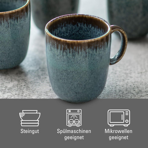 Villeroy & Boch – Lave Gris Mug with Handle, 13.5 oz, Stoneware, Dishwasher and Microwave Safe, Grey...