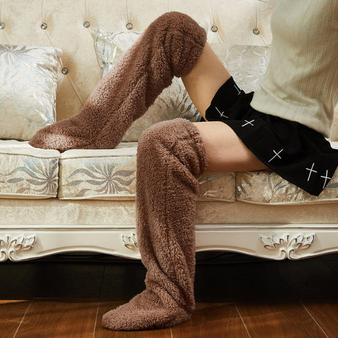 Over Knee Fuzzy Socks Thigh High Stockings Long Soft Leg Warmers for Women Winter Cozy Home Sleeping, 1 Pair...