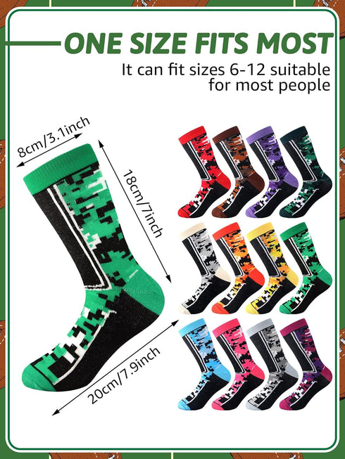 Newcotte 12 Pairs Digital Camo Baseball Socks Athletics Football Soccer Funny Crew Socks Sports Camo Socks Baseball Lover Gifts for Youth Women an...