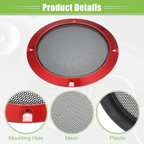 ACROPIX Universal 5" Car Speaker Grills Cover Mesh Round 5 Inch Audio Speaker Subwoofer Guard Protector Case with Mounting Screws Iron Red - Pack ...