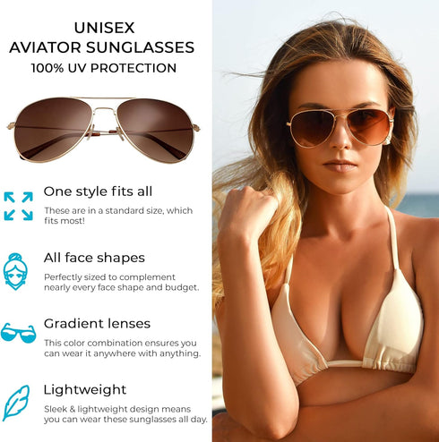 grinderPUNCH Unisex Aviator Sunglasses | Fashionable & Lightweight Frame Suits All Face Shapes | 100% UV Protection...