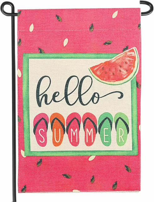 Hello Sunmmer Beach Garden Flag 12x18 Inch Double Sided Colorful Popsicle Watermelon Holiday Outside Decorations(C)...