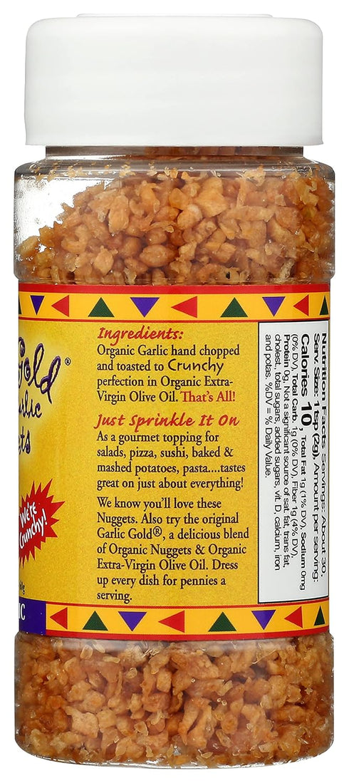 Garlic Gold Toasted Garlic Nuggets, Crunchy Roasted Garlic Seasoning, USDA Certified Organic Salad Topper, Keto Paleo Friendly (2.1 Ounces, 2 Pack...