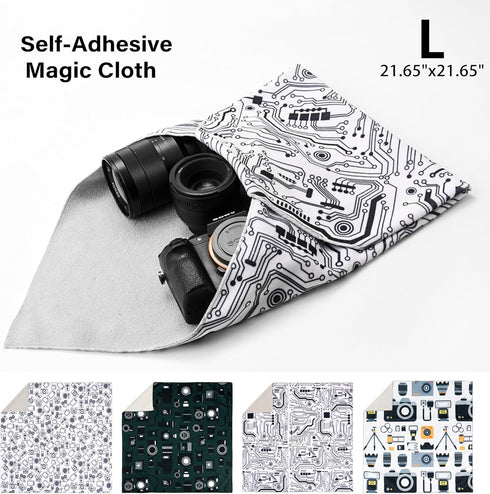 Protective Wrap, Camera wrap, Magic Self-Adhesive Cloth, 21.26"x21.26" Anti-scratch Lens Camera Wrap, Folding, Washable, Lens pouches, Soft cloth ...