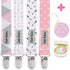 Dodo Babies Pacifier Clip with Case Set - 5-Piece Set, Pink & Gray Prints - Universal Binkie Clip & Holder Fits Most Pacifiers & Teethers - Secure...