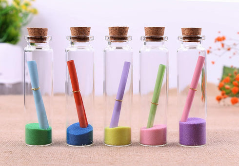 MaxMau 100 Sets of 20ml Glass Bottles with Cork Stopper,Small Clear Jars Tiny Glass Vials for Wedding Favors Seed Powder Sequin Storing Art Crafts...