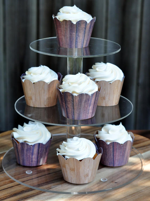Woodgrain Cupcake Wrappers for Rustic Weddings, Western Cowboy/Cowgirl Birthday Parties, Lumberjack, Woodland, Outdoors Baby or Bridal Showers. Se...