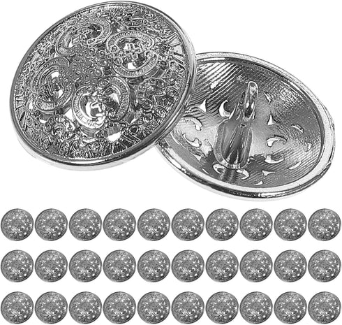 SUPVOX 30pcs Metal Buttons for Coat Jacket Round Flat Button Replacement Hollow Buckle DIY Sewing Clothes Sweater (Silver,18MM)...