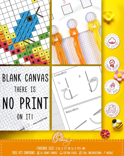 Povitrulya Love 'Birds' Counted cross Stitch Bookmark Kit - Valentine's Day DIY Embroidery set for Adults with Paper pattern, 16-count Aida Canvas...