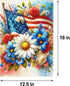 Patriotic Floral Garden Flag Double Sided, Red White and Blue Burlap Yard Flag, Small 4th of July Outdoor Decor 12.5x18"...