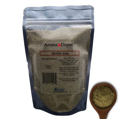 Ground Sage Leaf Herb, 100% Natural, Spice, Seasoning, Dried, Leaves, Chushed, Rubbed, Kosher Gluten-Free Non GMO (Ground Sage, 1 lb)...