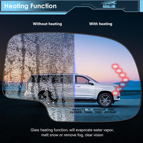 Passenger Side Heated Mirror Glass Compatible with 2003-2006 Cadillac Escalade, Chevrolet Avalanche, Silverado, Suburban, Tahoe, GMC Sierra, Yukon...