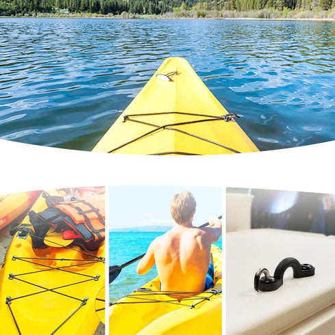 Deck Rigging Kit Accessory - 19.7 FT Bungee Cord with Deck Loops Tie Down Pad Eyes and J - Hooks and Bungee Cord Hook Screws & Rivets for Kayaks C...