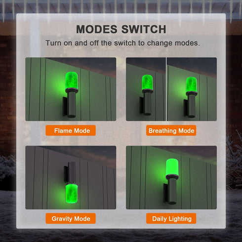 Hompavo ?Upgraded? LED Flame Light Bulbs, Green Flickering Light Bulbs with Upside Down Effect, E26 Flame Bulb for Home Halloween St. Patrick's Da...