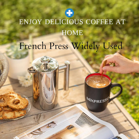 Mixpresso Stainless Steel French Press Coffee Maker 27 Oz 800 ml, Double Wall Insulated French Press Stainless Steel & Tea Brewer Easy Clean & Eas...