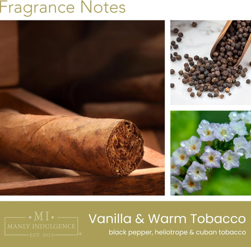 Manly Indulgence Vanilla & Warm Tobacco Scented Candles for Men, 2 Wick, 15 oz Premium Soy Blend Wax, 60H Burn, Candles for Home Scented – Made in...