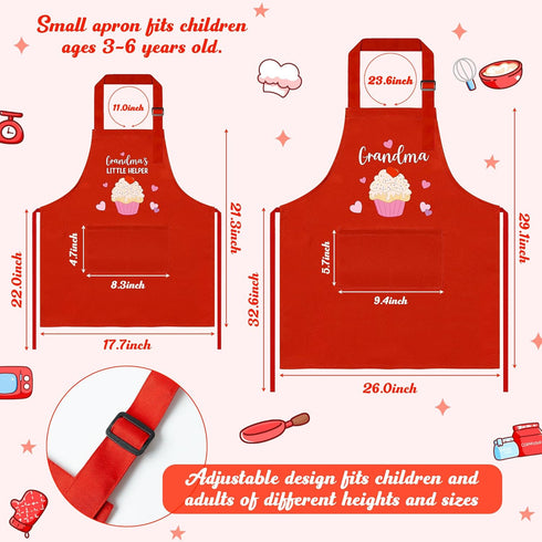 R HORSE Adults Kids Matching Apron Set 2Pcs Grandma and Me Adjustable Kitchen Apron with 2 Pockets Dress up Role Play Toy Matching Apron Gift for ...