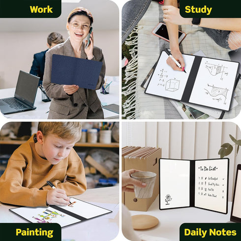 SOTER Small Dry Erase White Board, Mini Desktop Whiteboard, Double Sided, Portable, Foldable, Dry Erase Notebook, Ideal for Homeschooling Office a...
