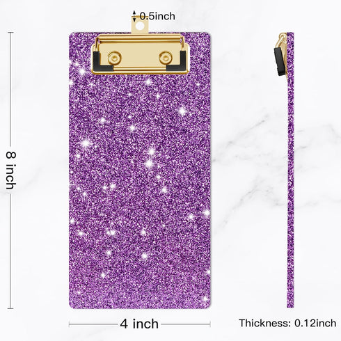 Acrylic Clipboards, Fashion Glitter Clipboard, Stardard Letter Size Clip Board, Size 4" x 8", Cute Confetti Clipboards for Women, Rose Gold Desk O...