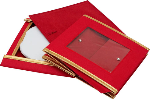 Simplify Holiday Salad Plate Dinnerware Storage Box | 9.45 Inch | Christmas China | 12 Felt Dividers | Tableware Setting | Red...