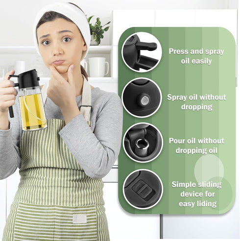 Oil Dispenser for Kitchen – Oil Sprayer for Cooking and Olive Oil Dispenser Spray Bottle, 2 in 1 Oil Dispenser and Oil Sprayer, Pourer & Oil Miste...