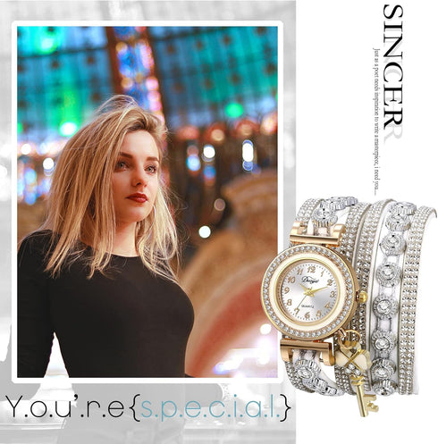 Avaner Women's Bohemia Bracelet Watch, Multilayer Leather Wrap Watch, Bling Rhinestone Quartz Dress Watch for Women...