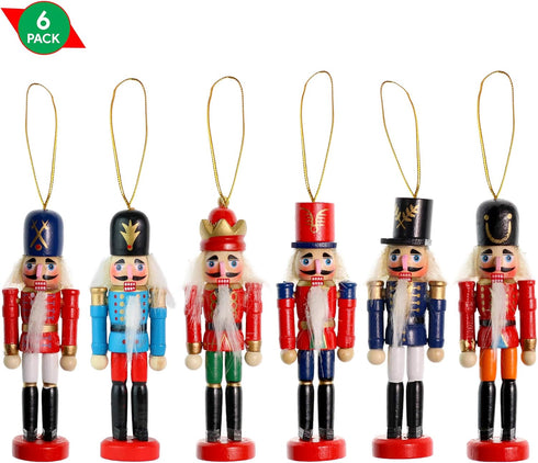 Ornativity Nutcrackers Hanging Ornament Figures - Christmas Mini Wooden King and Soldier Nutcracker...
