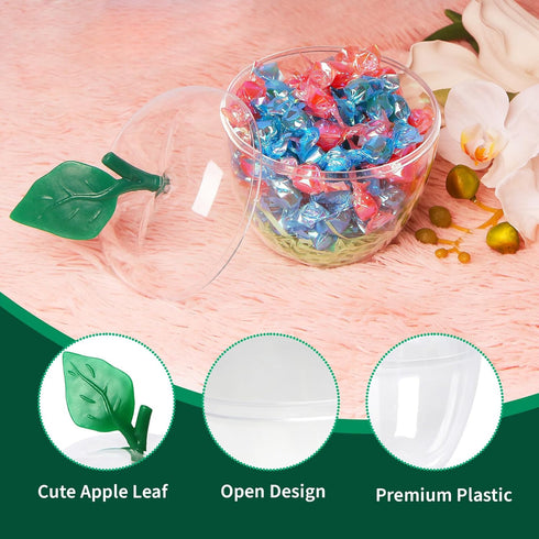 Large Clear Apple Container, Plastic Apple Containers, Apple Shaped Candy Container, Back To School Teacher Appreciation Gift, Clear, 4 Pack...