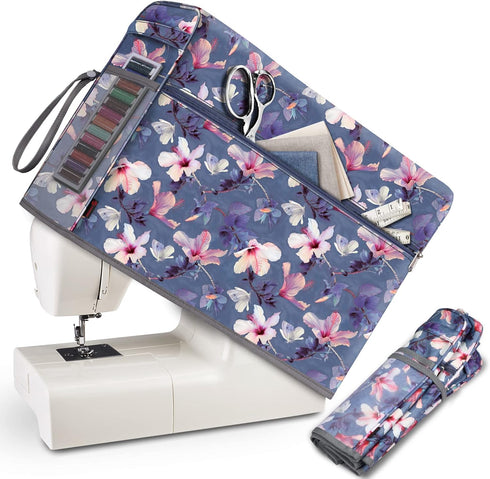 FINPAC Sewing Machine Dust Cover, Protective Cover with Side Handle and Sewing Essentials Pockets Compatible with Standard Singer, Brother and Jan...