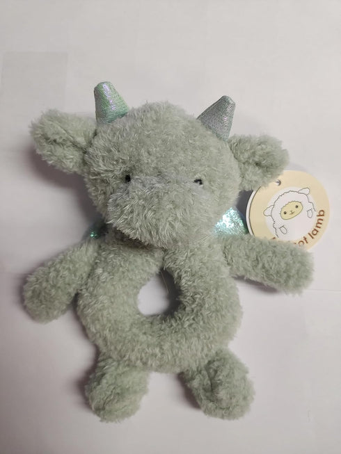 Apricot Lamb Baby Dragon Dinosaur Soft Rattle Toy, Plush Stuffed Animal for Newborn Soft Hand Grip Shaker Over 0 Months (Dragon, 6 Inches)...