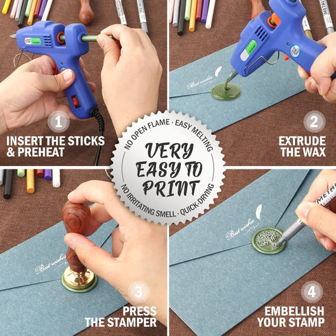 Wax Seal Kits, Wasole 40Pcs Pine Green Sealing Wax Sticks with Glue Gun + 2Pcs Wax Seal Pens for Wax Seal Stamp, Great for Wedding Invitations, Bi...