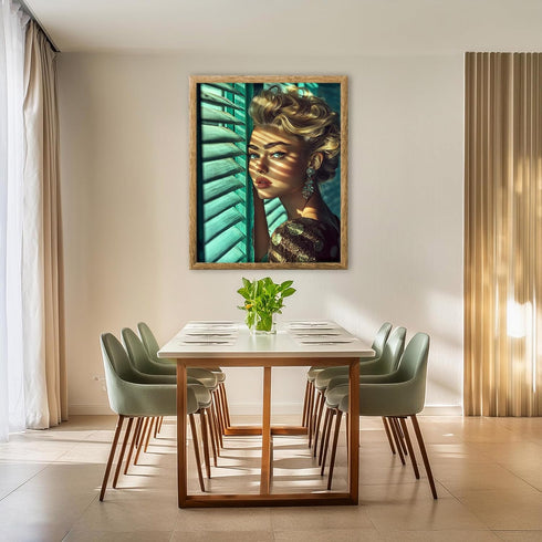 Posterizer 1 pcs-glamorous woman against window blinds portrait -3-Photography Art-Retro Art-Decorations for Bedroom, Office, Living Room - unfram...