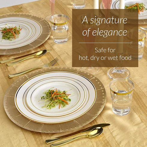 Elegant Disposable Charger Plates For Party - 13” (10 Piece) , Perfect for Celebrations & Events, Gold...